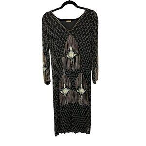 Vintage 100% Silk Beaded Dress Size M
